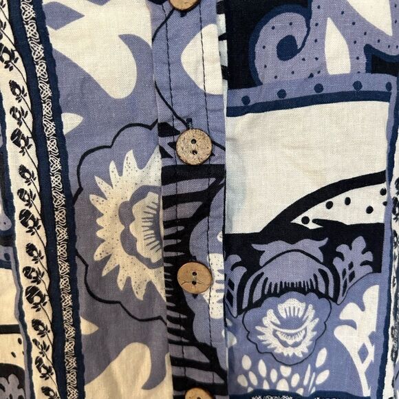 Christian Siriano Women’s Blue Floral Short Sleeve Linen/Rayon Shirt Size Small - Picture 3 of 10